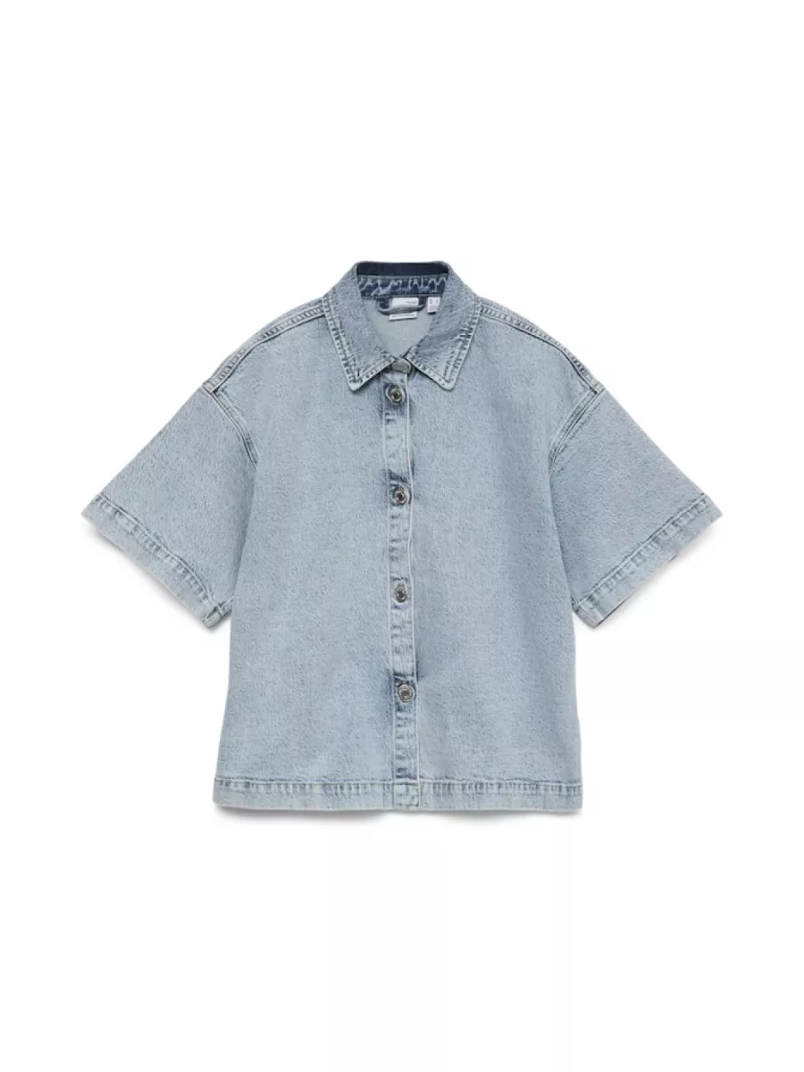 VERO MODA-VMTESSA SS LOOSE DENIM SHIRT GA-10331219-Light Blue Denim-LICHT DENIM