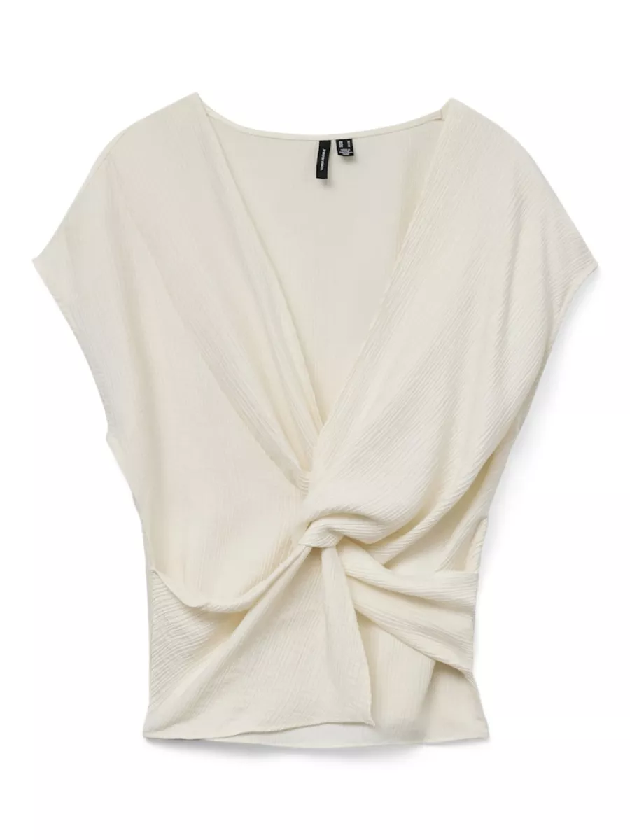 VERO MODA-VMTOMA WIDE KNOT TOP WVN-10327997-Cloud Dancer-CREME