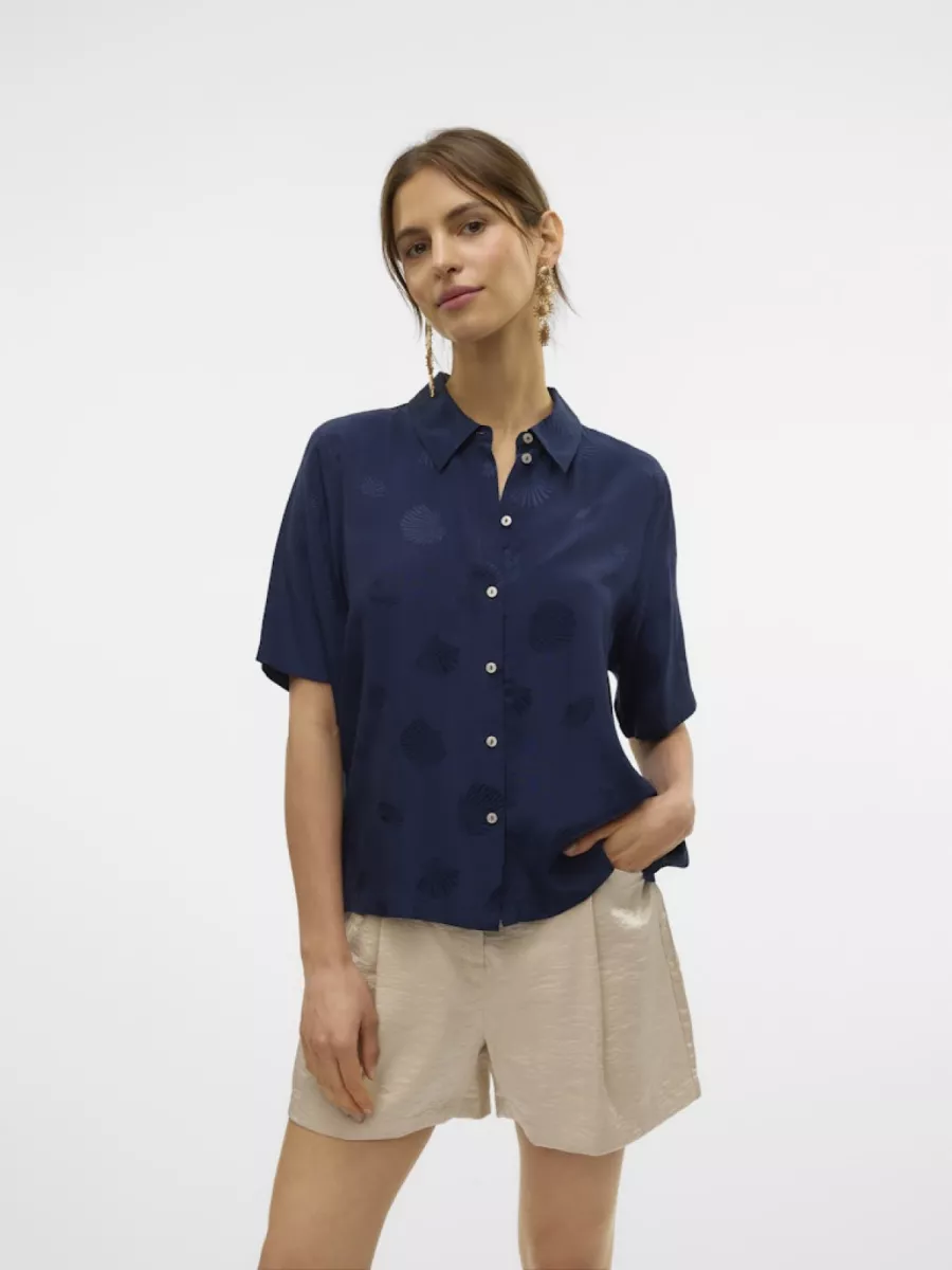 VERO MODA-VMTRILLE 2/4 SHIRT WVN-10328025-Navy Blazer-NAVY