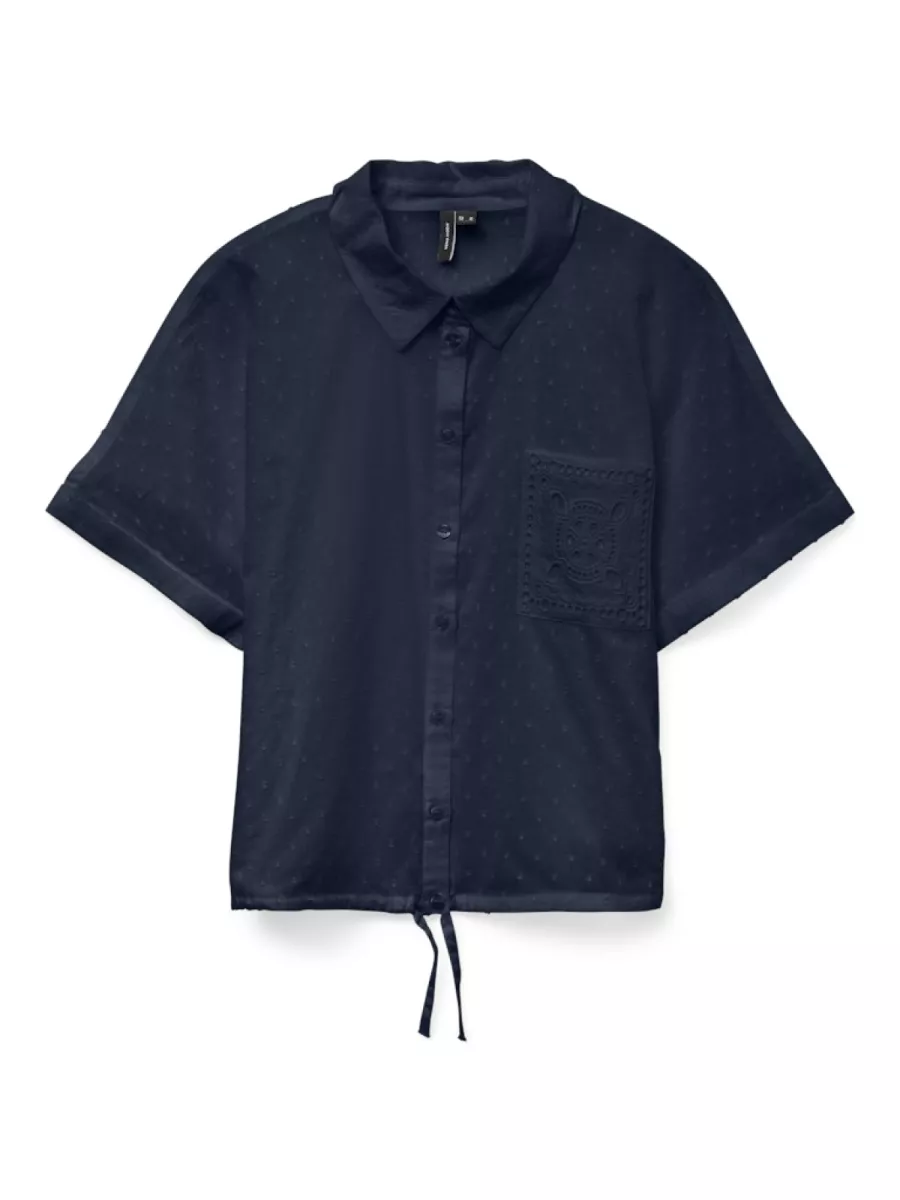 VERO MODA-VMVICA SS WIDE SHORT TOP WVN-10327507-Navy Blazer-NAVY