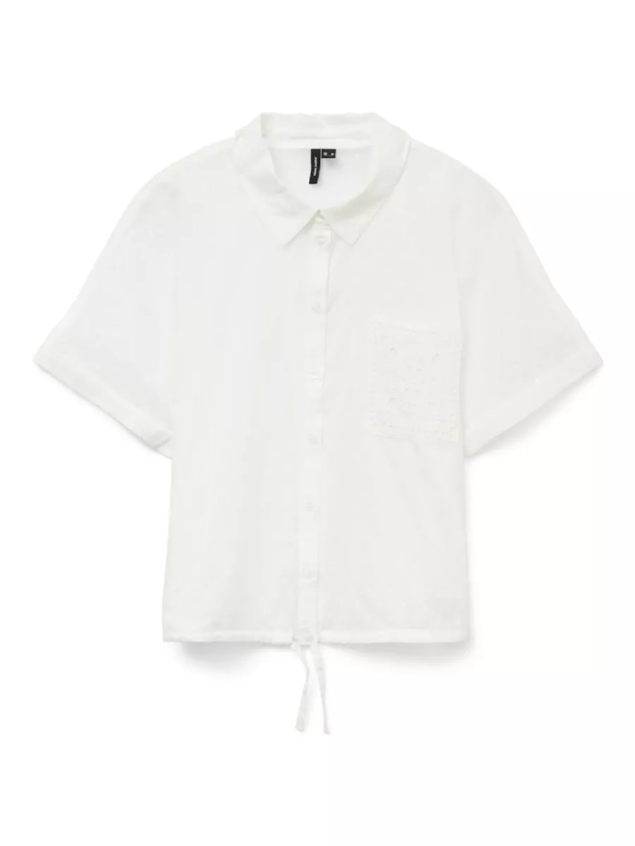 VERO MODA-VMVICA SS WIDE SHORT TOP WVN-10327507-Snow White-WOL WIT
