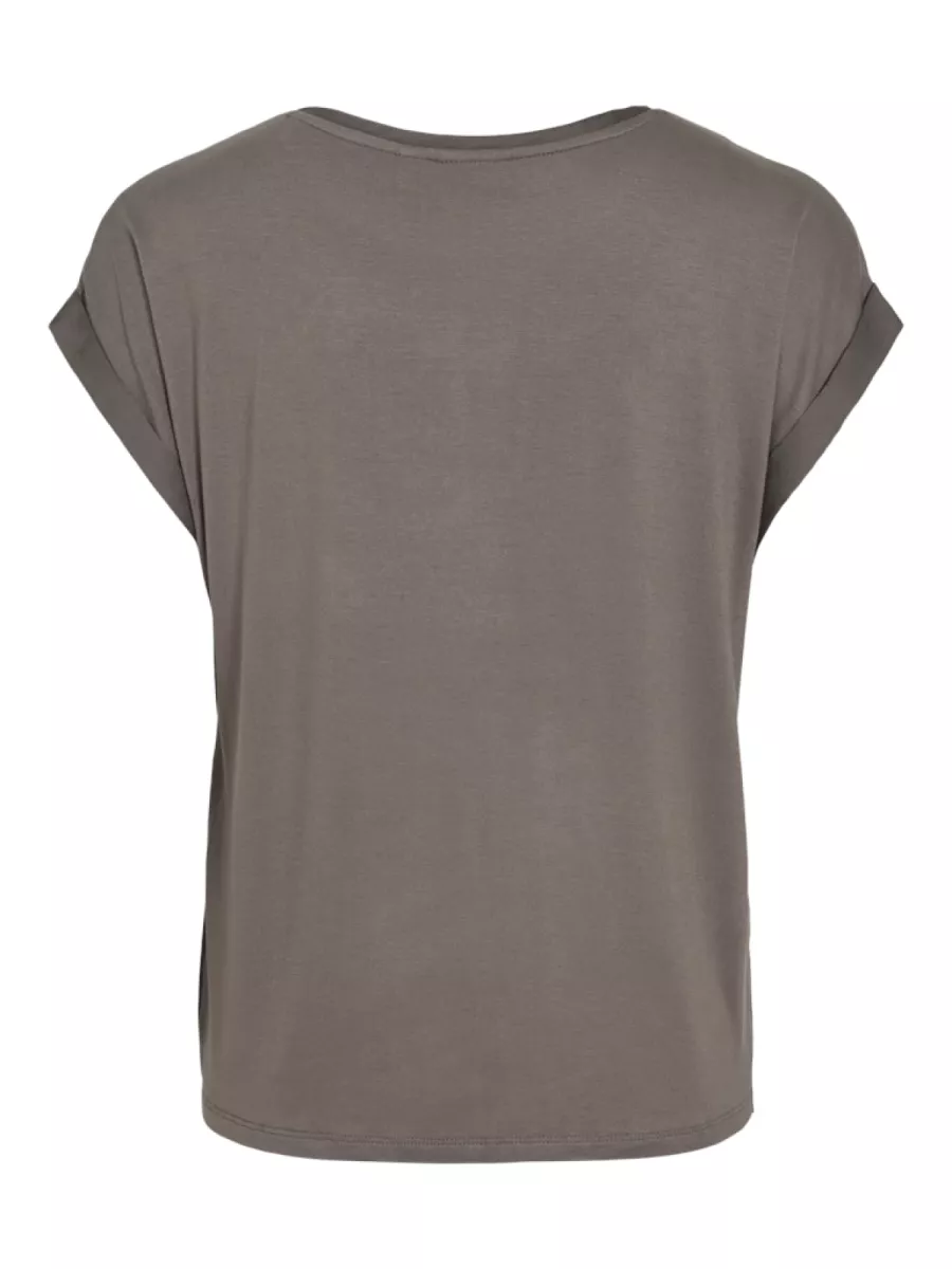 VILA-VIELLETTE S/S SATIN TOP - NOOS-14059563-Falcon-BRUIN