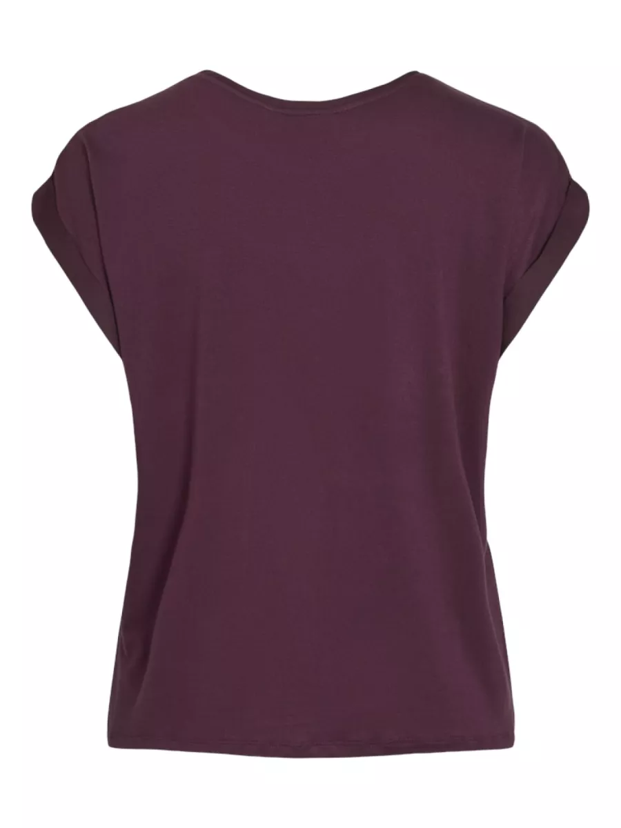 VILA-VIELLETTE S/S SATIN TOP - NOOS-14059563-Fig-BORDEAUX