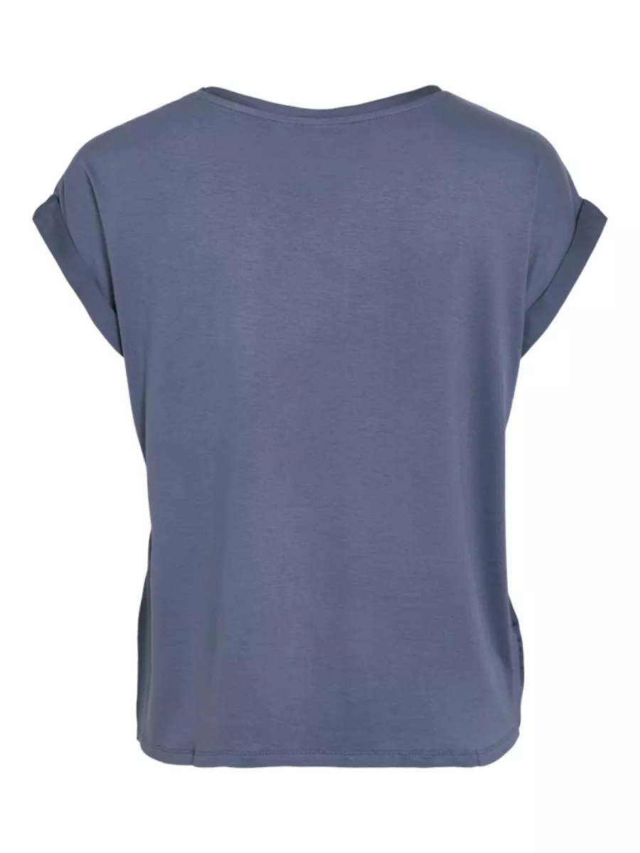 VILA-VIELLETTE S/S SATIN TOP - NOOS-14059563-Vintage Indiogo-INDIGO