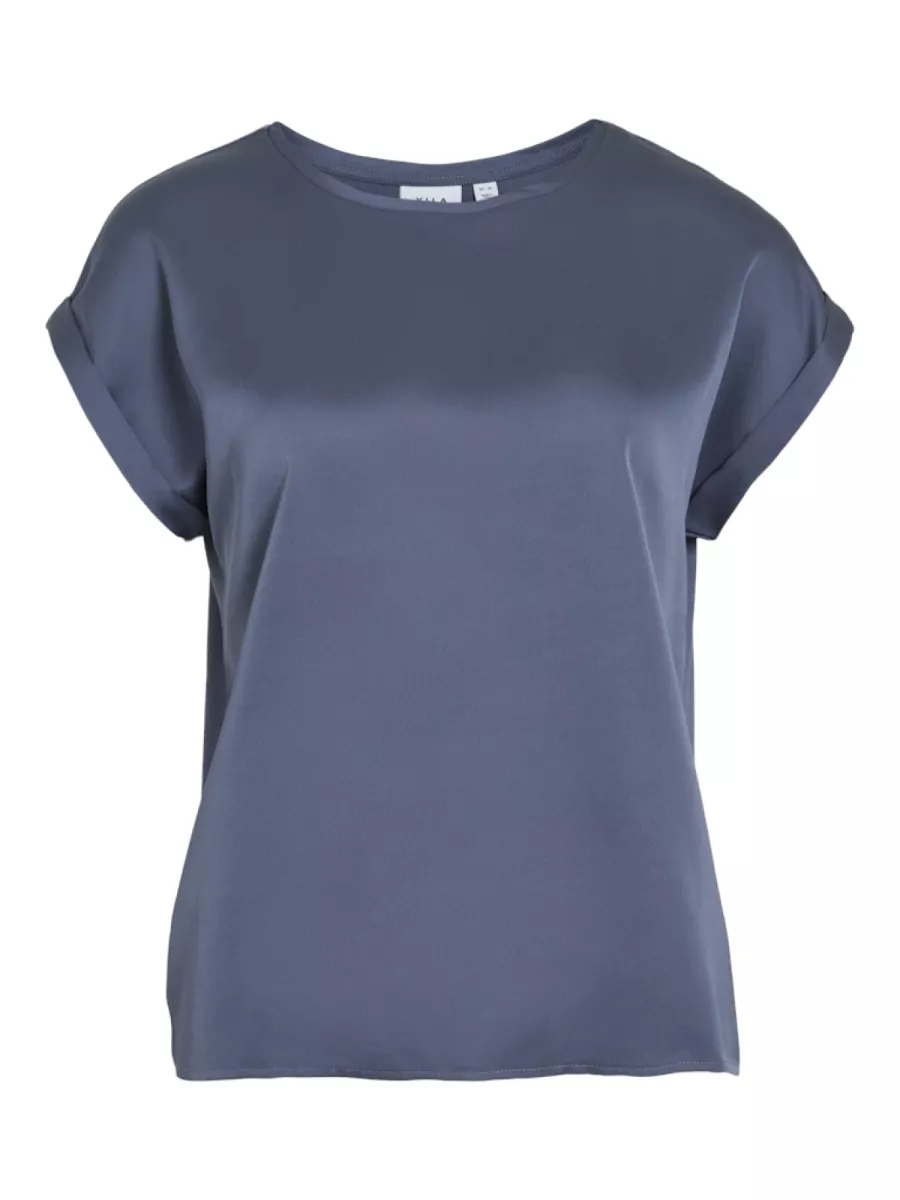 VILA-VIELLETTE S/S SATIN TOP - NOOS-14059563-Vintage Indiogo-INDIGO