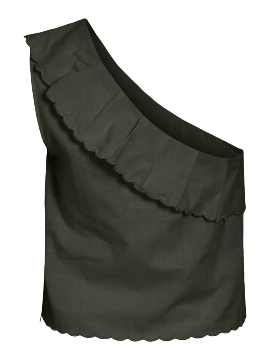 VILA-VIFERNANDA ONE SHOULDER TOP-14106924-Deep Depths-GROEN