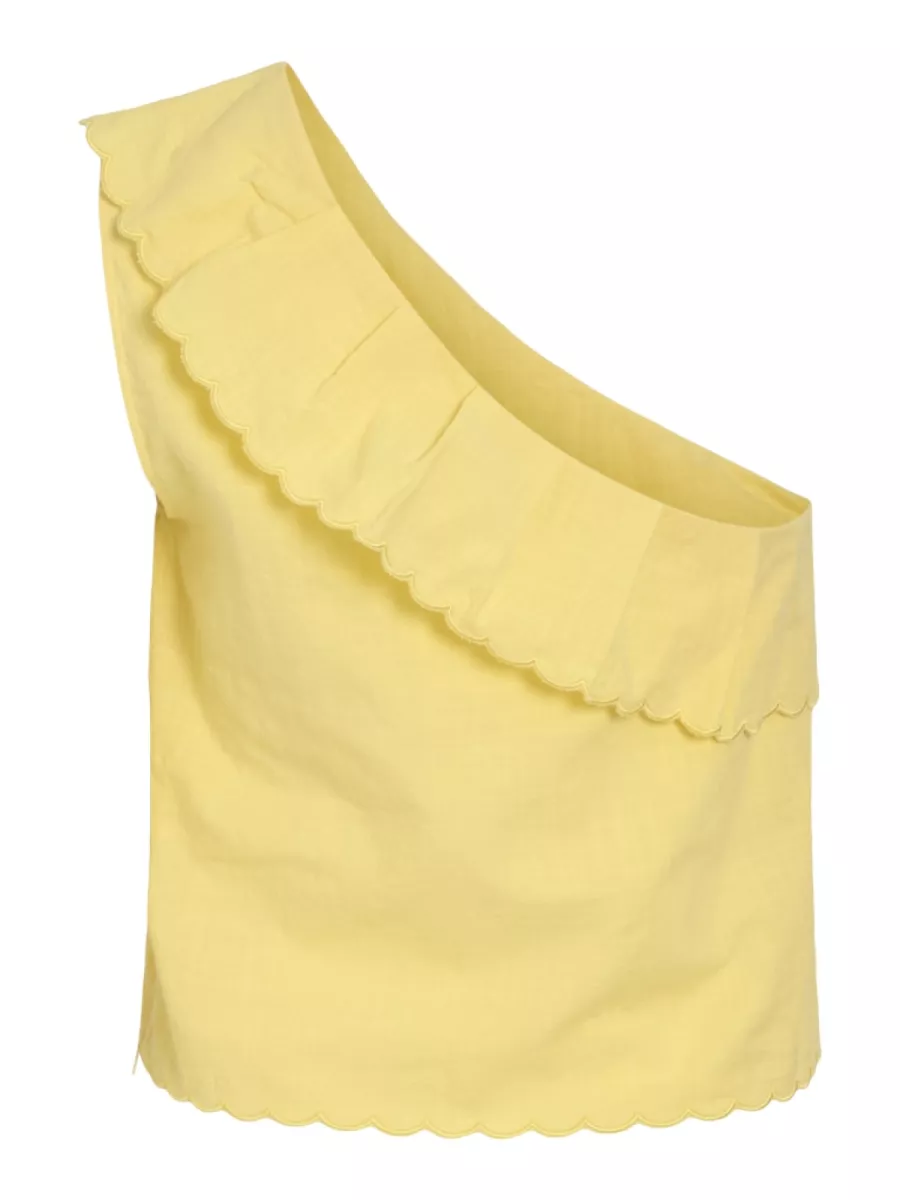 VILA-VIFERNANDA ONE SHOULDER TOP-14106924-Pale Banana-GEEL