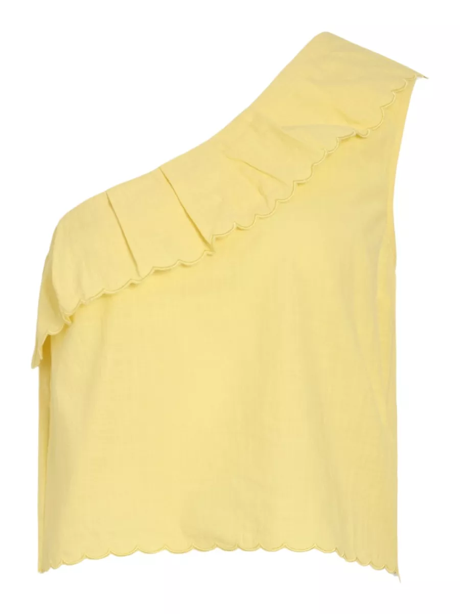 VILA-VIFERNANDA ONE SHOULDER TOP-14106924-Pale Banana-GEEL
