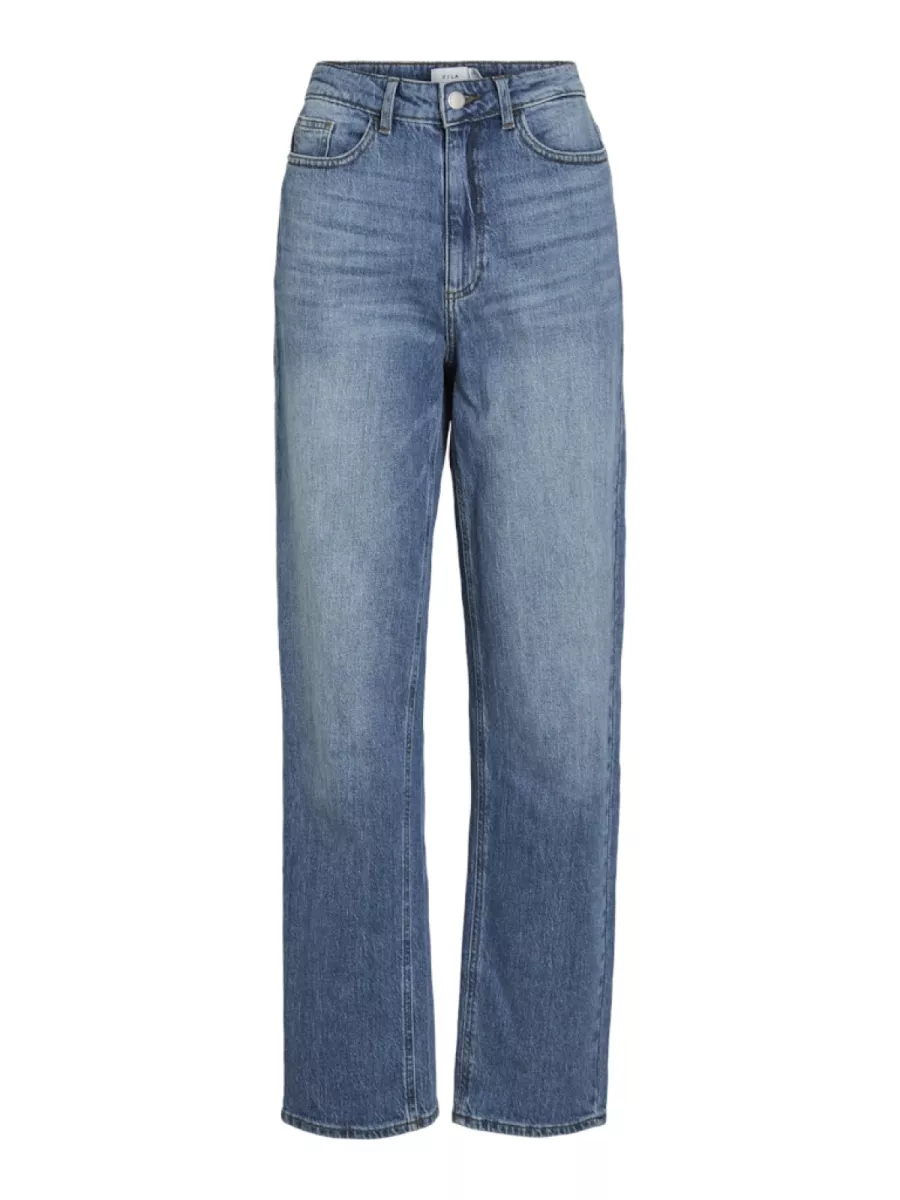 VILA-VIKELLY JAF HW STRAIGHT JEANS-NOOS-14084730-Medium Blue Denim-DENIM
