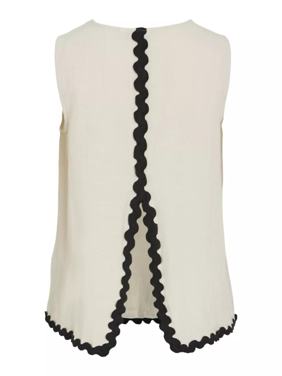 VILA-VIMANDA WAVY O-NECK S/L TOP-14106795-Birch-CREME