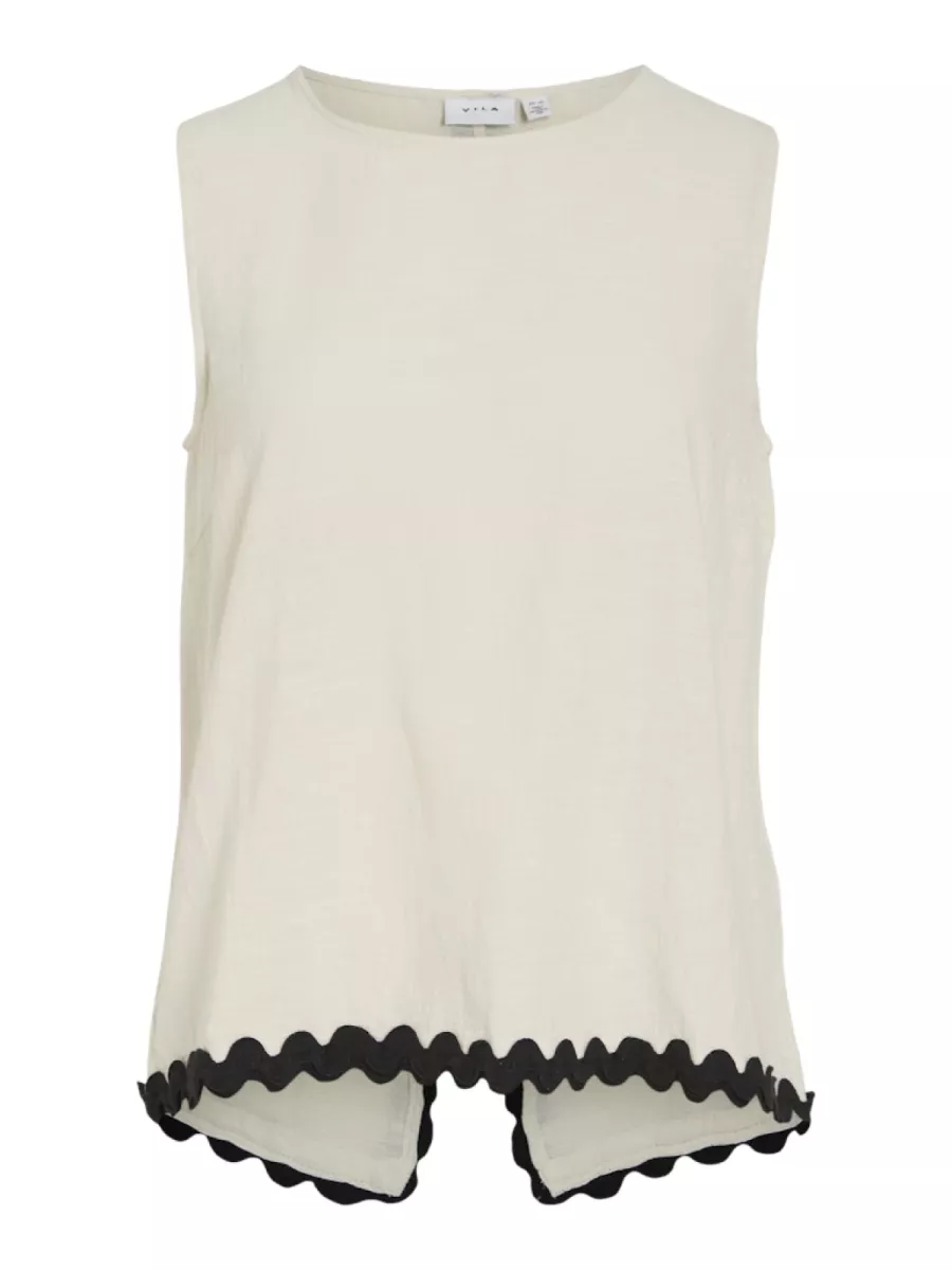 VILA-VIMANDA WAVY O-NECK S/L TOP-14106795-Birch-CREME