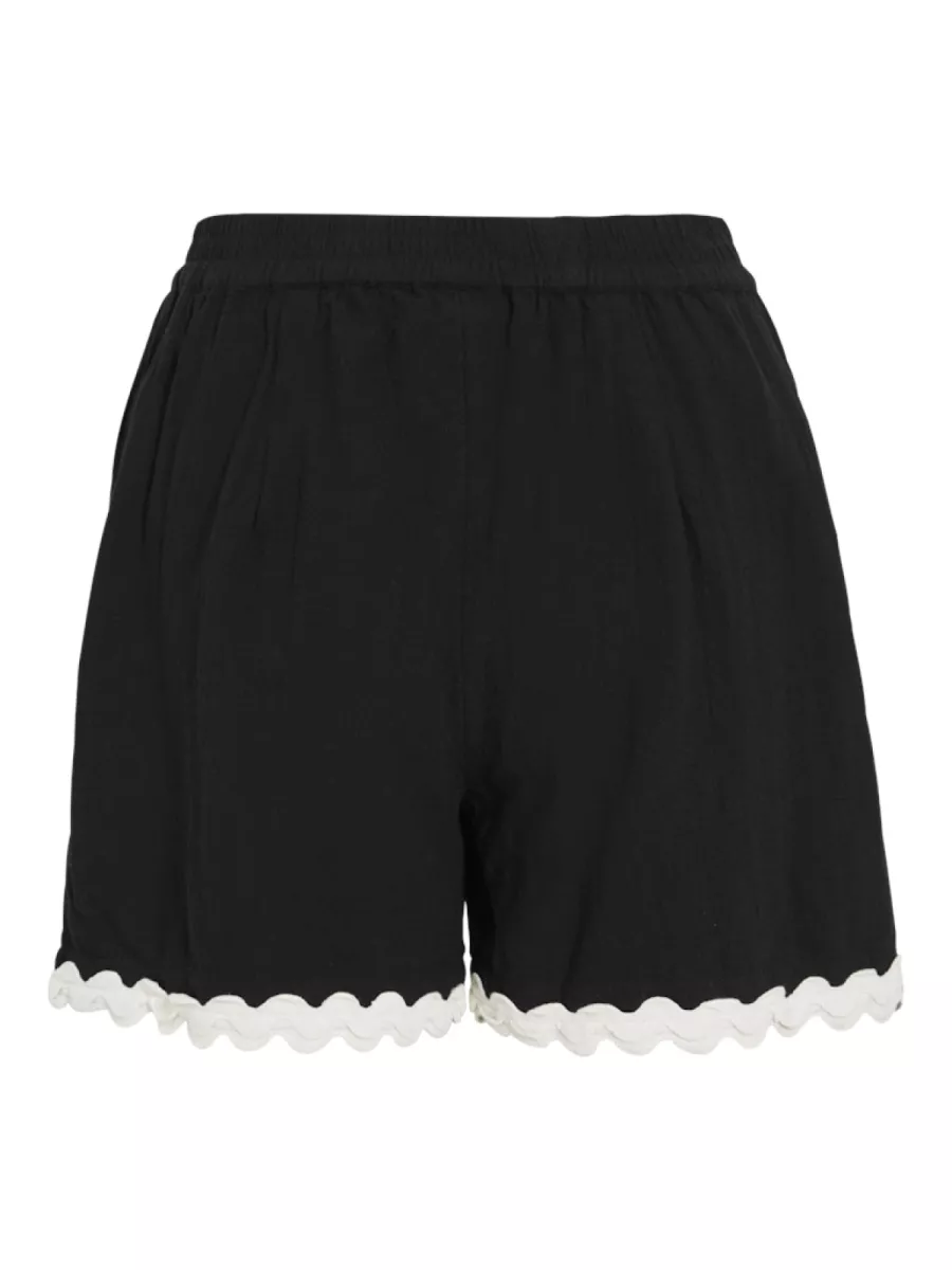 VILA-VIMANDA WAVY RW SHORTS-14106793-Black Beauty-ZWART
