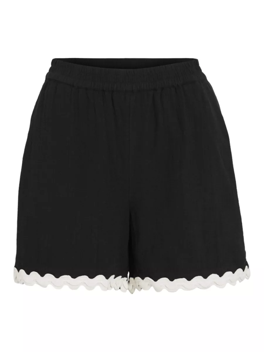 VILA-VIMANDA WAVY RW SHORTS-14106793-Black Beauty-ZWART