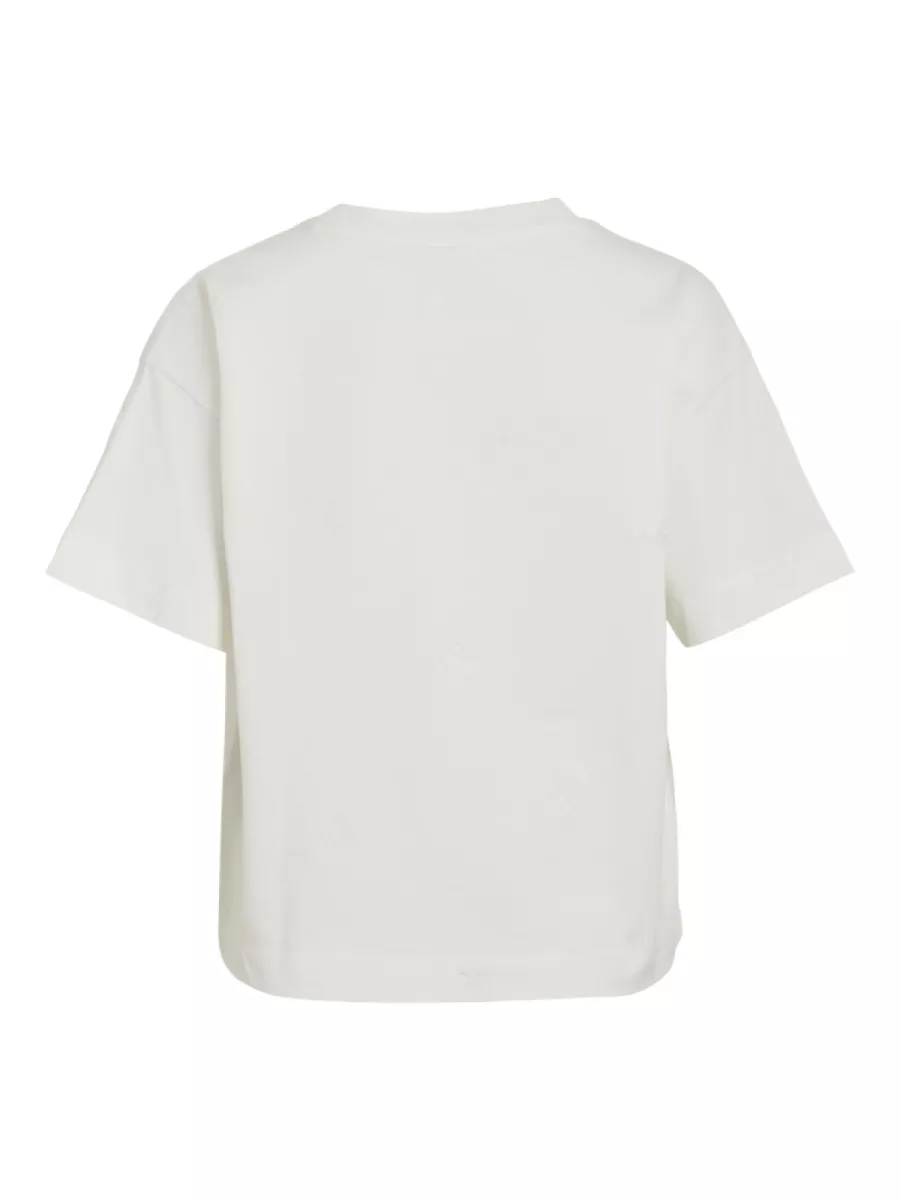 VILA-VIMONIE FLOWER EMB S/S O-NECK-14106761-Snow White-OFF WHITE