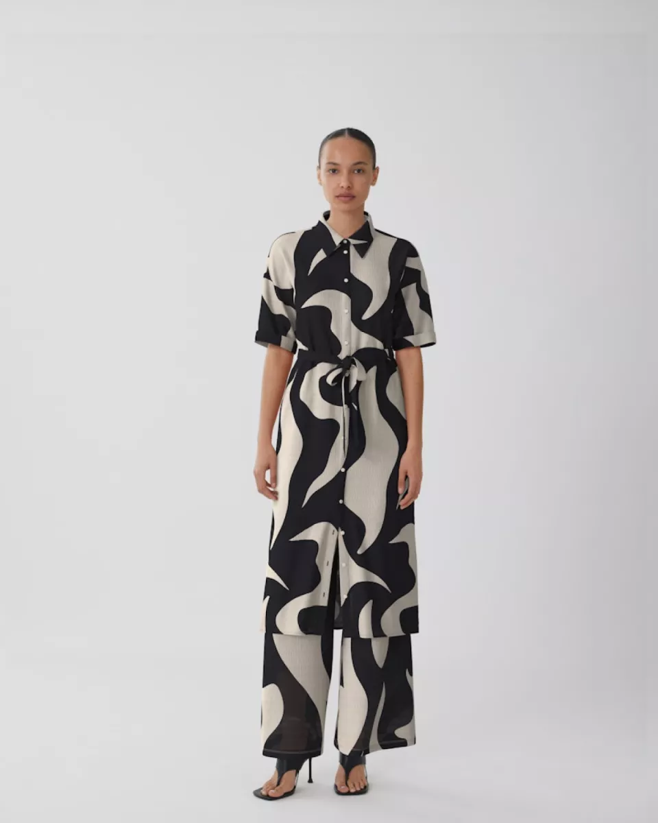 VILA-VIZEYA ZERA 2/4 MIDI SHIRT DRESS/DF-14107001-Black Beauty-BLACK