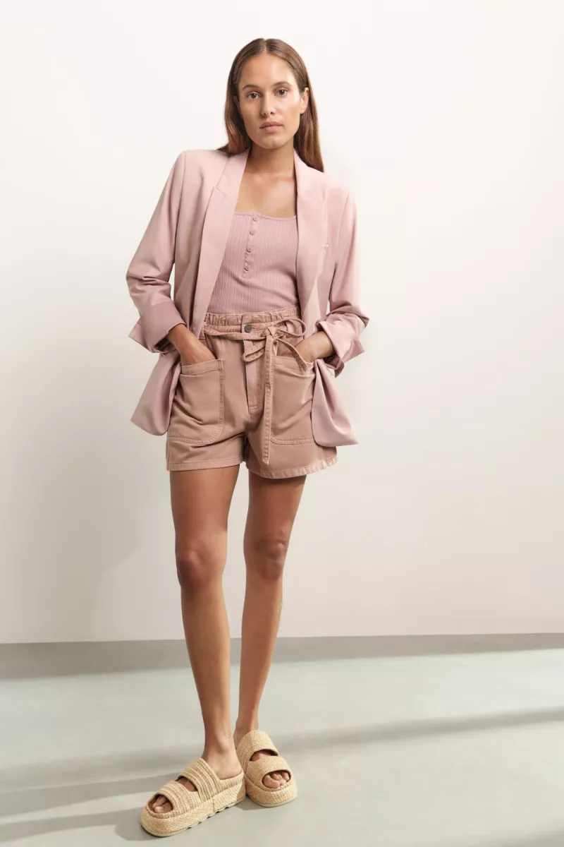 YAYA-Cargo Shorts with garment-dye effect and high waist-01-321023-505-99984-ROSE