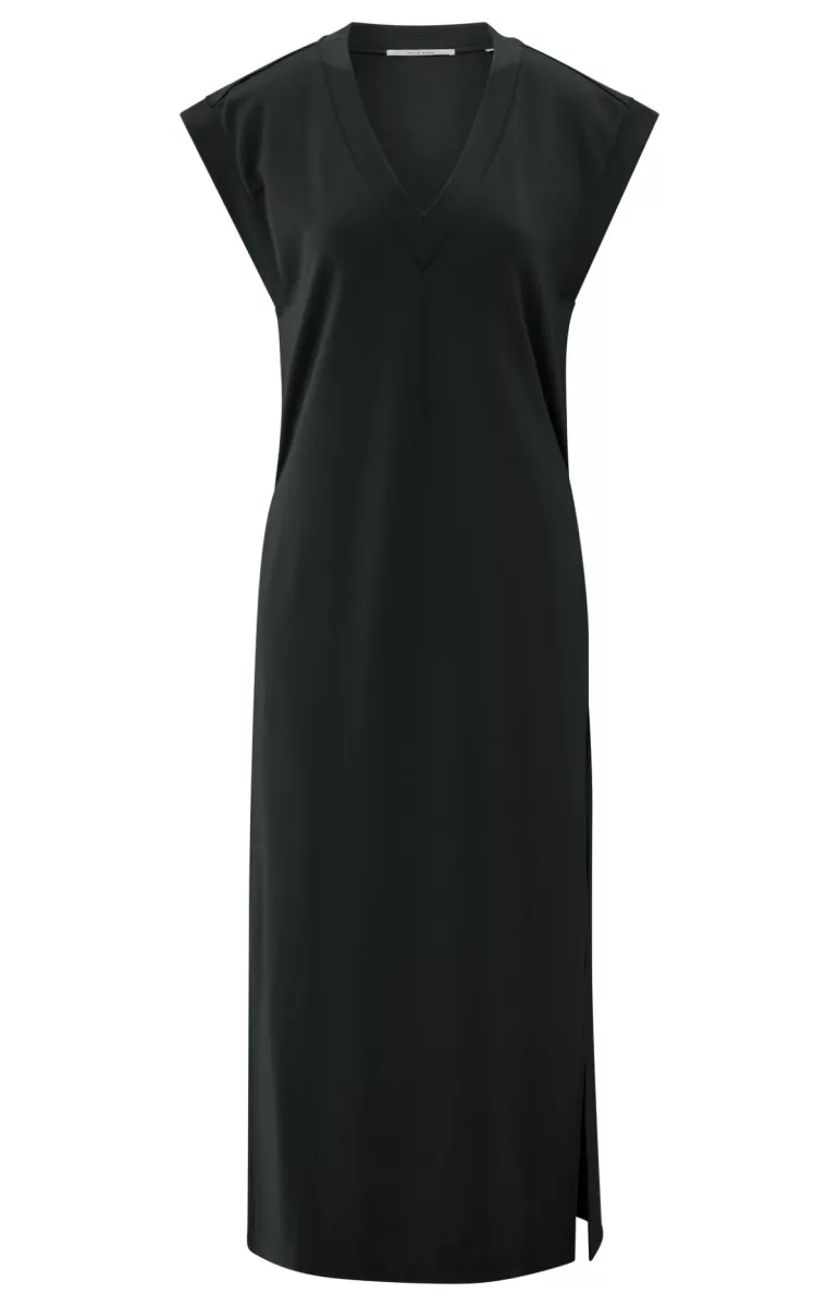 YAYA-Long dress with belt; Viscose/Polyamide/Elastane-01-609176-505-99989-ZWART COMBINATIES