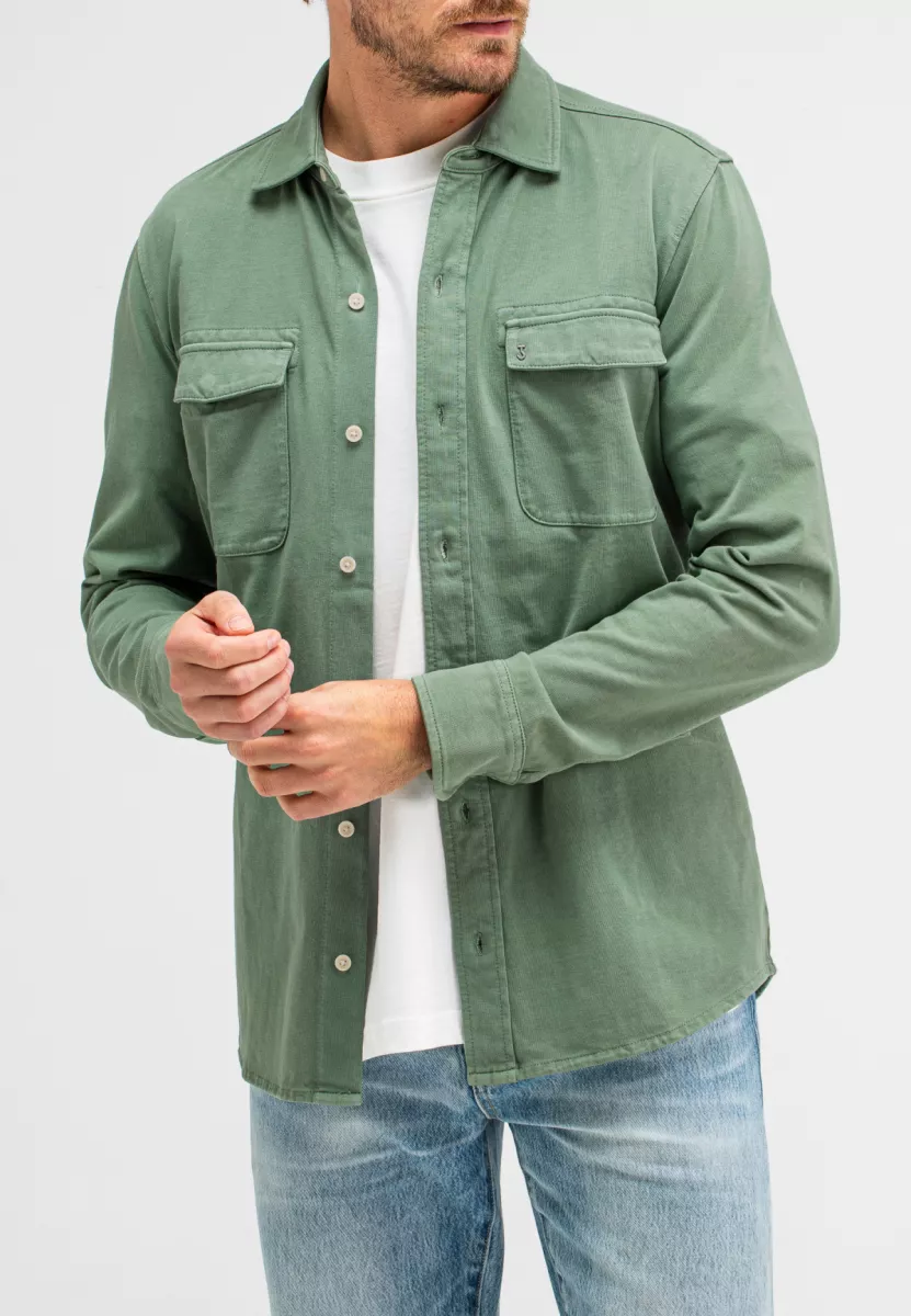BUTCHER OF BLUE-Finn pocket jersey overshirt-M2514021-792 Jade green-GROEN