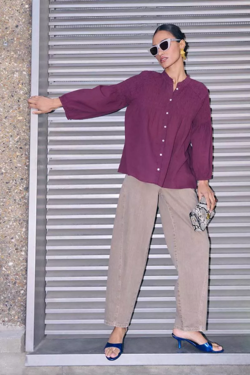By-bar-Lilly Blouse-25512050-776 Pecan-BORDEAUX