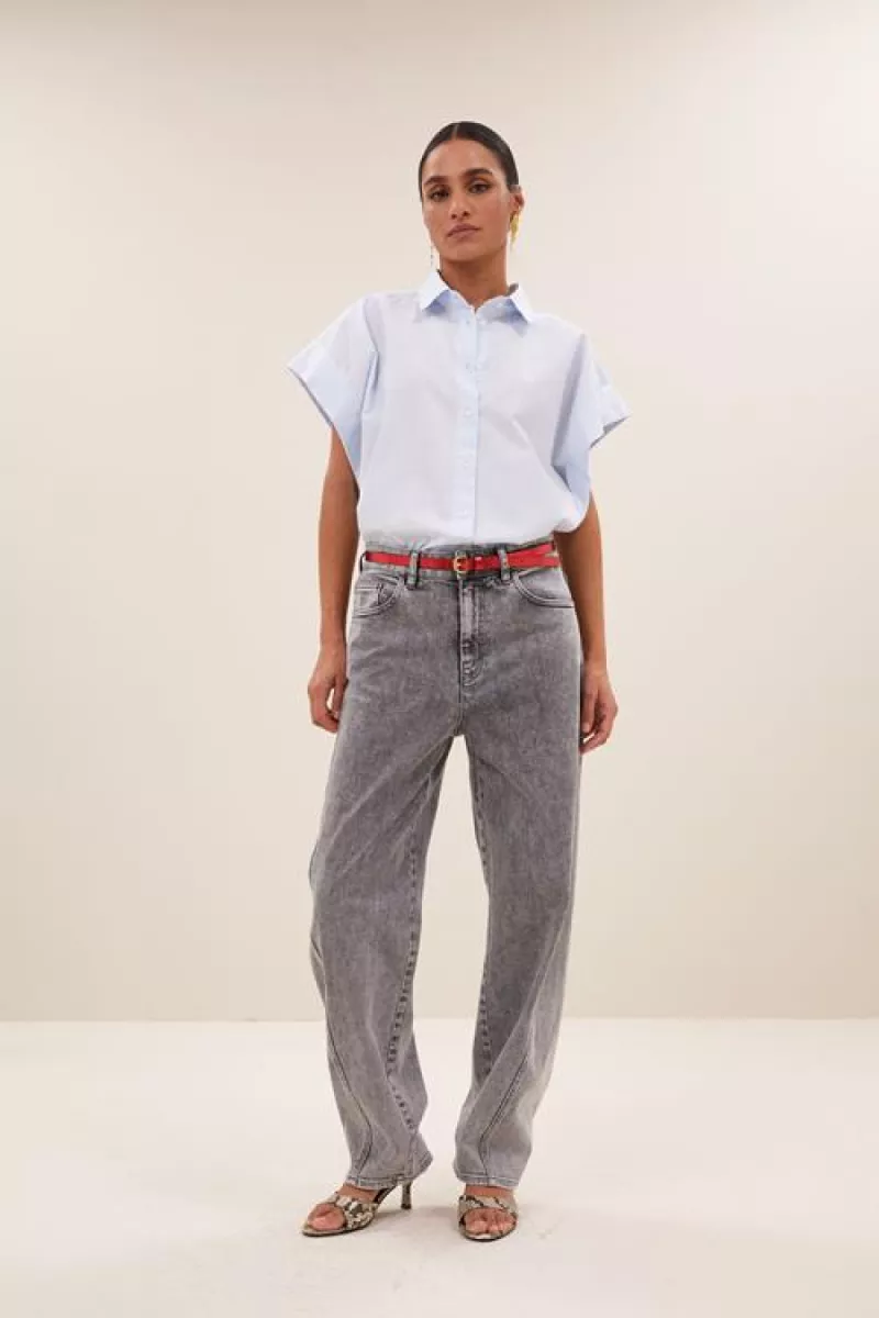 By-bar-Pixie Chambray Blouse-25512025-650 Light Blue-LICHT BLAUW