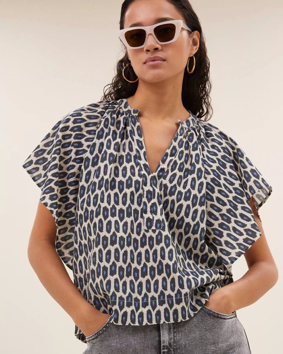 By-bar-Vina Paris Cheetah Blouse-25512034-908 Paris Cheetah-ZWART COMBINATIES
