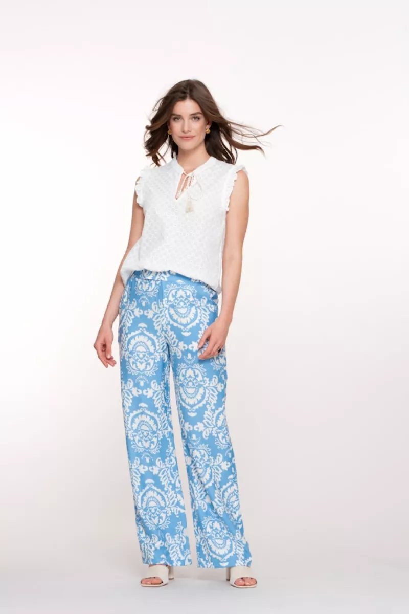 GEISHA-Pants bi color-51371-26-600 Light blue-LICHT BLAUW