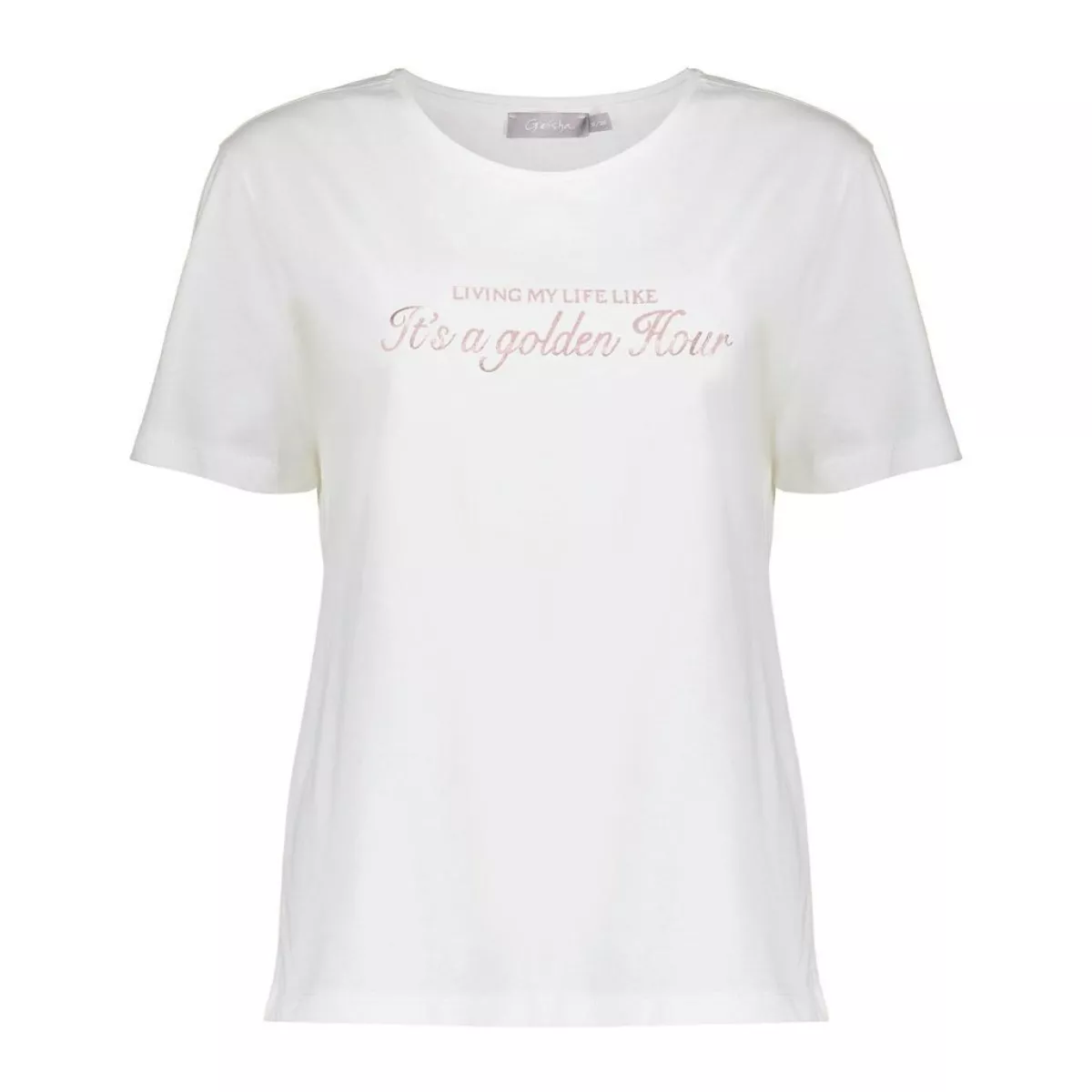 GEISHA-T-shirt golden hour-52064-40-000 White pink-WIT