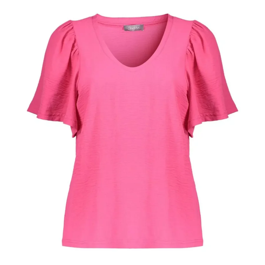 GEISHA-Top crinckle-53352-21-451 Raspberry-ROOD