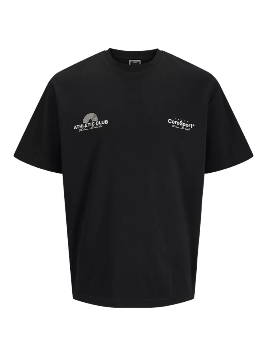 JACK & JONES-JCOATHLETICO GRAPHIC TEE SS CN SS25-12285727-Black-ZWART