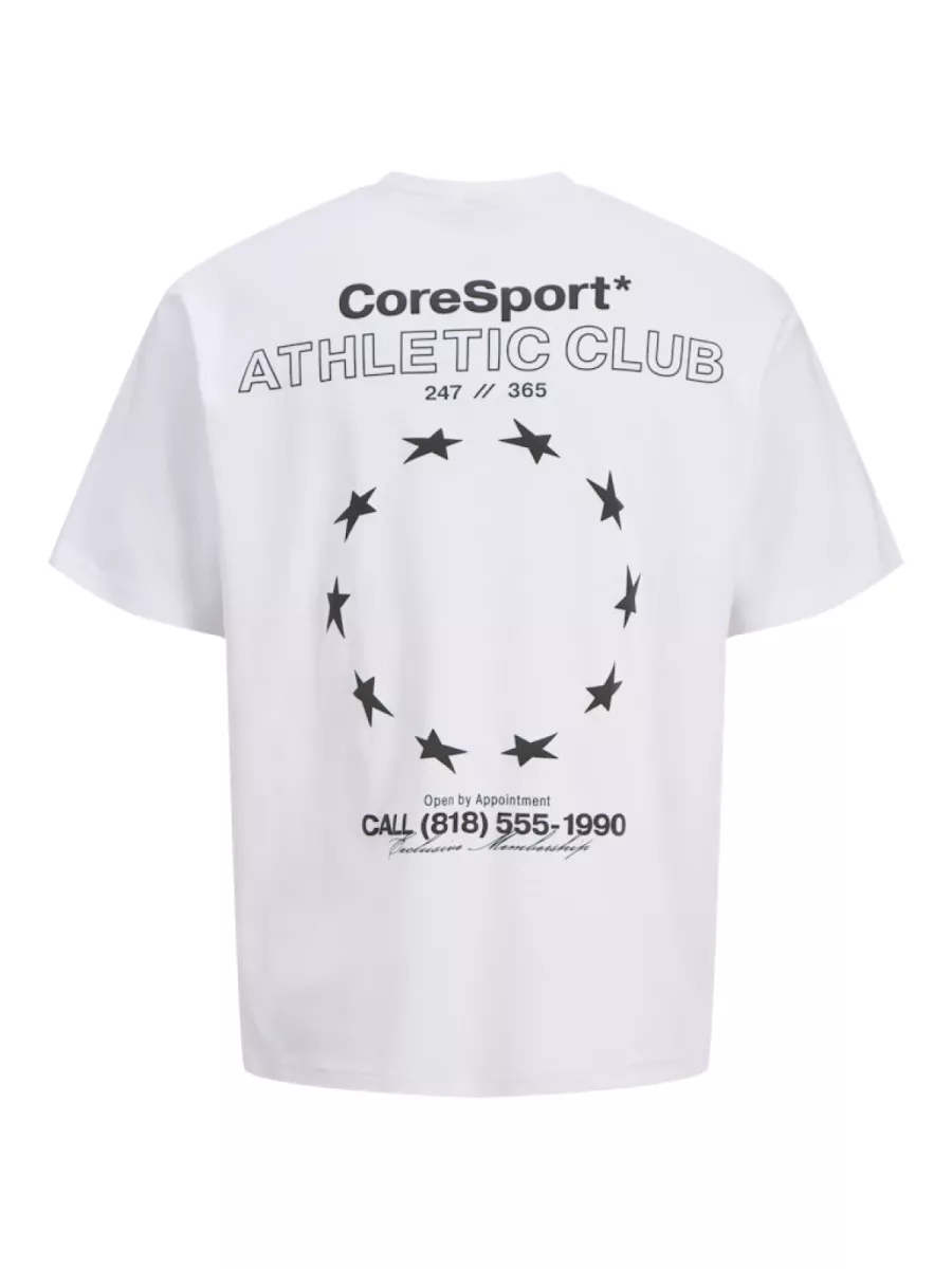 JACK & JONES-JCOATHLETICO GRAPHIC TEE SS CN SS25-12285727-Bright white Big back print-WIT