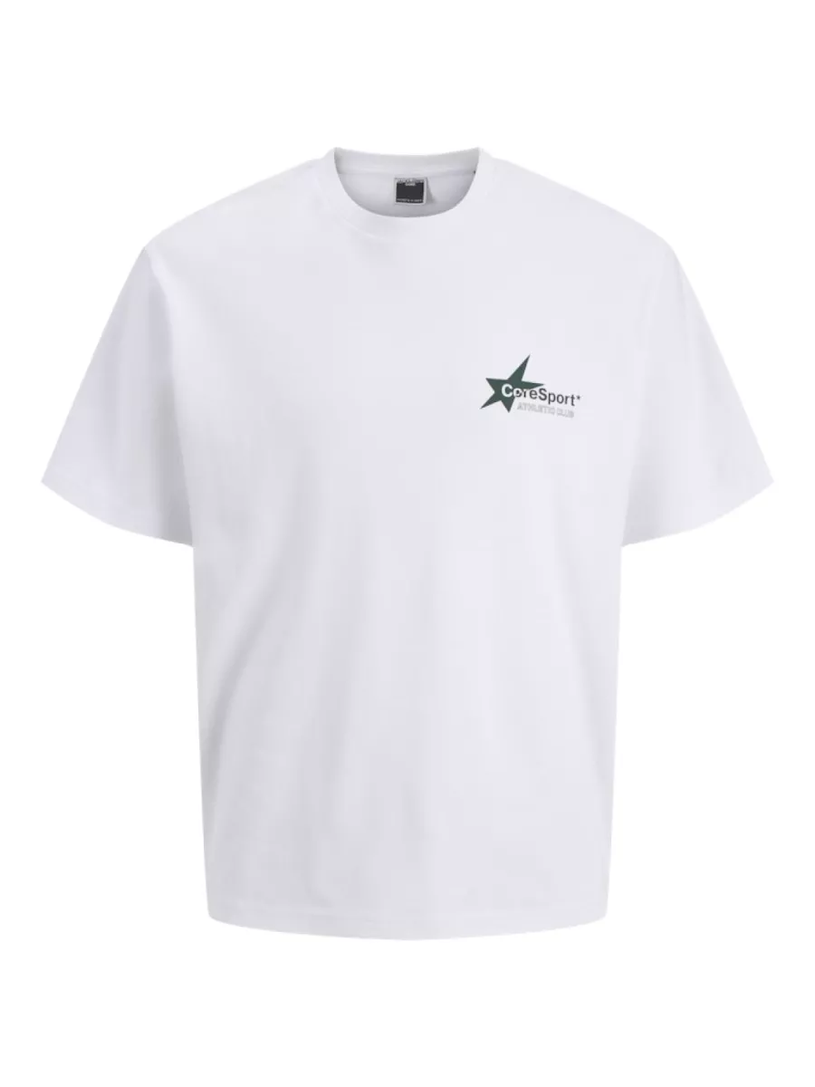 JACK & JONES-JCOATHLETICO GRAPHIC TEE SS CN SS25-12285727-Bright white Big back print-WIT