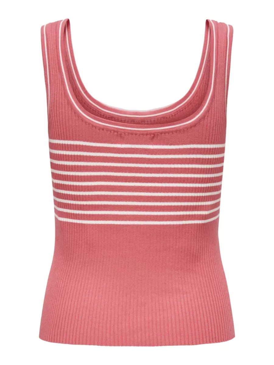 JDY-JDYNANNA S/L SQUARE NECK STRIPE TOP-15344853-Rose Of Sharon-FRAMBOOS