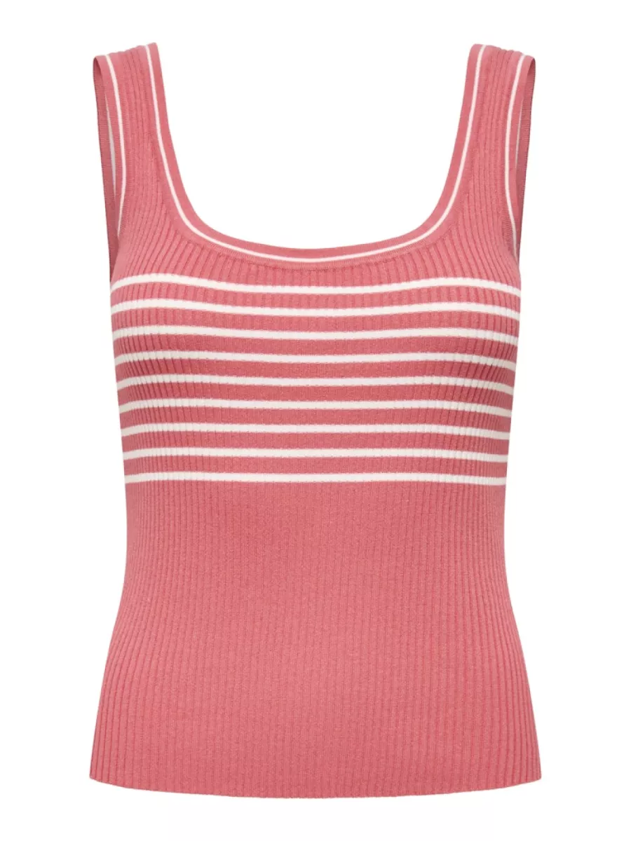 JDY-JDYNANNA S/L SQUARE NECK STRIPE TOP-15344853-Rose Of Sharon-FRAMBOOS