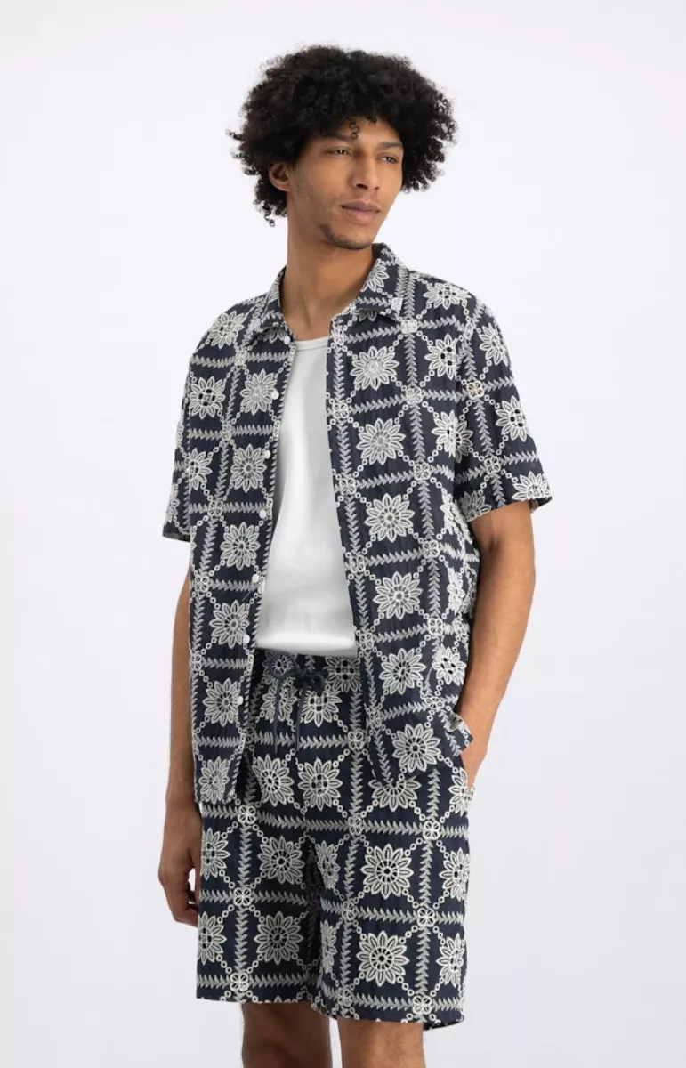 Law of the Sea-Alnati embroidered shirt-10188-301 sky captain-NAVY