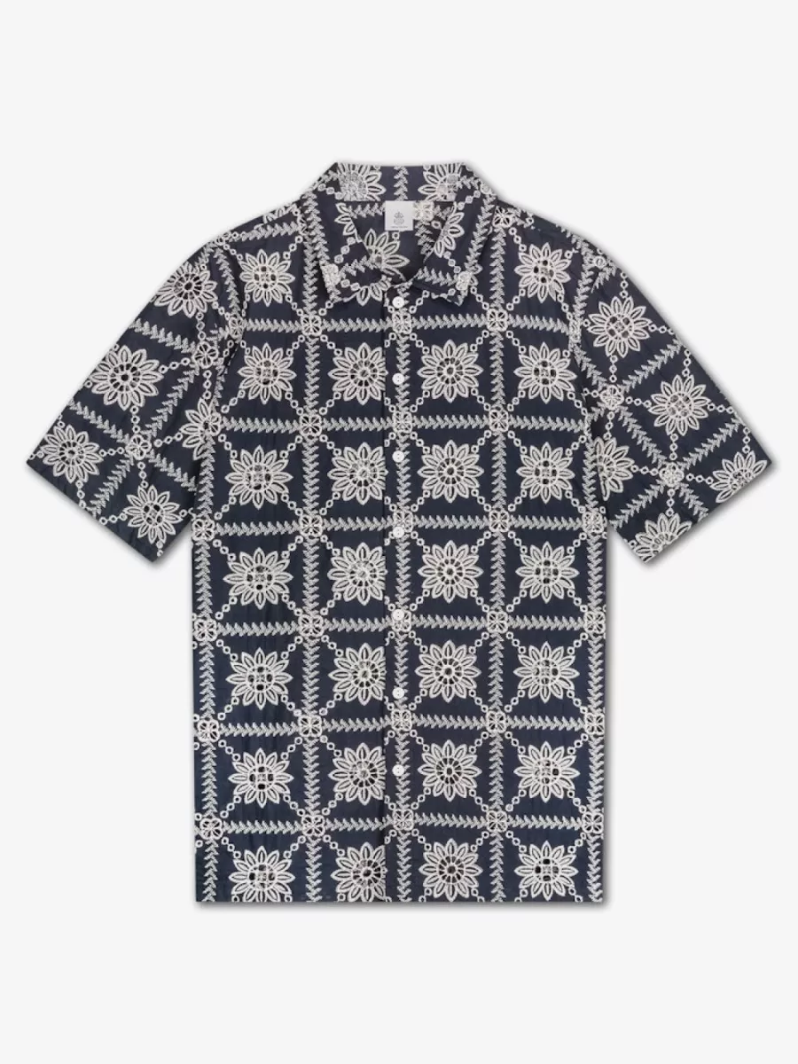 Law of the Sea-Alnati embroidered shirt-10188-301 sky captain-NAVY