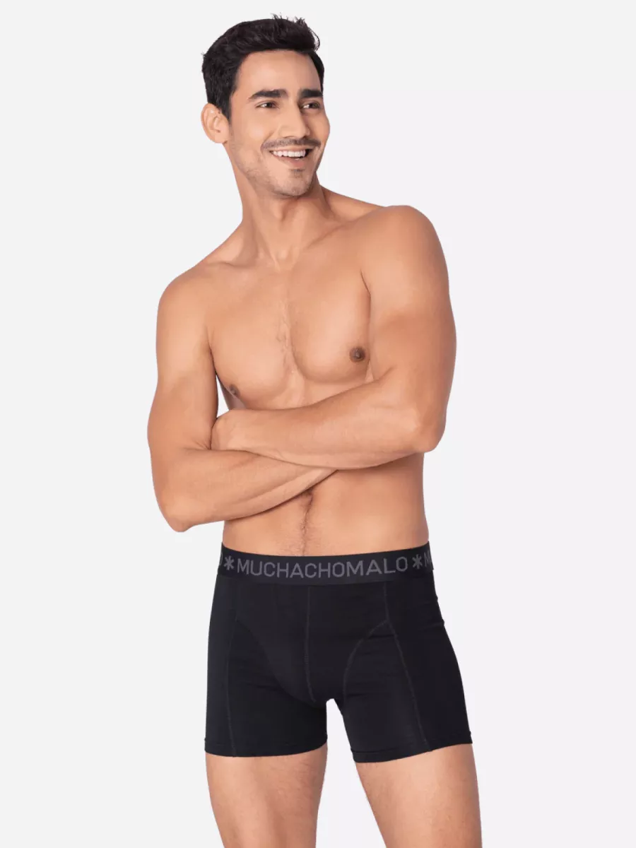 MUCHACHOMALO-Men 3-pack boxer shorts solid-SOLID1010-683-ZWART