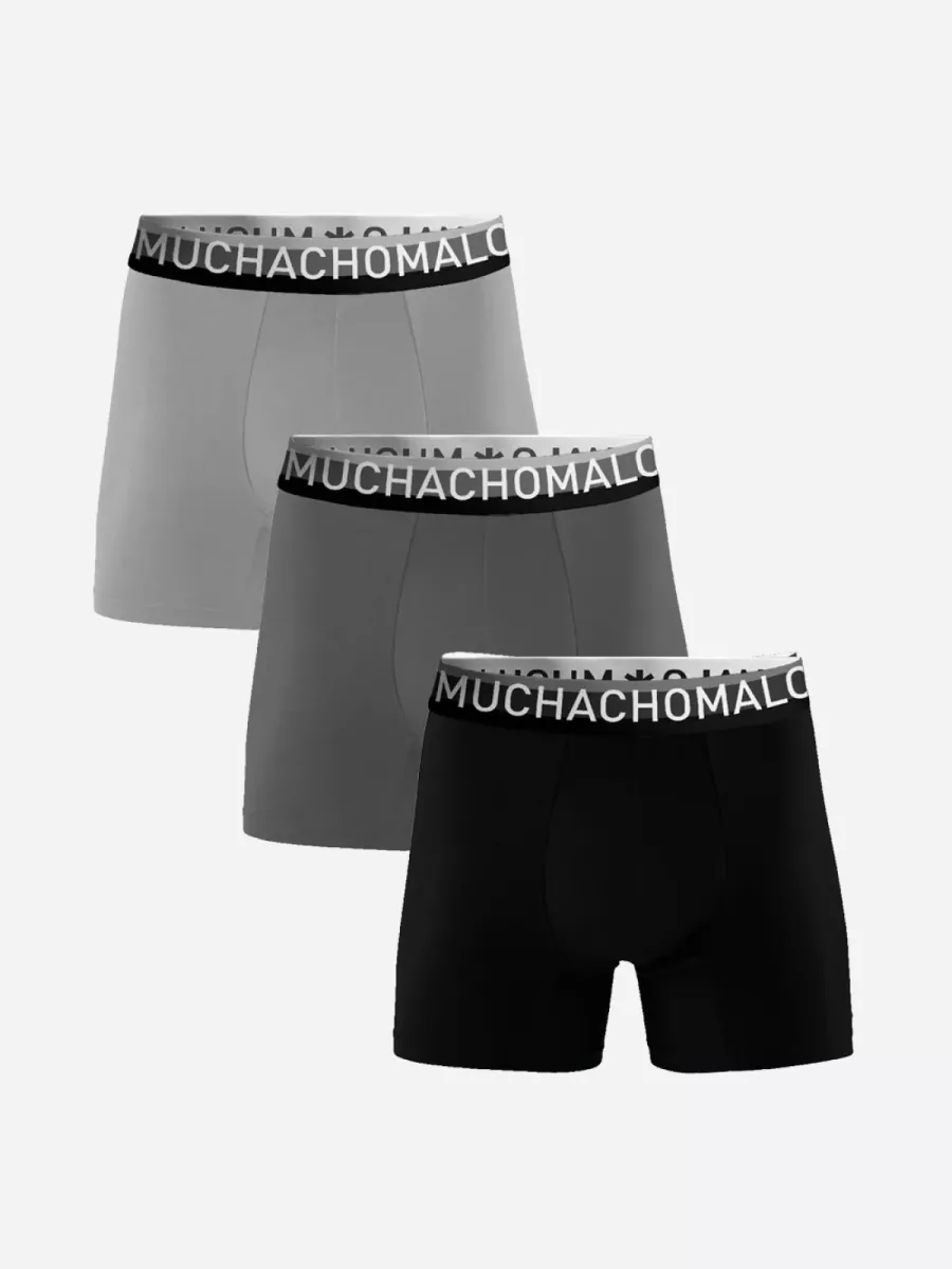 MUCHACHOMALO-Men 3-pack cotton solid-COTTON1132-71-ZWART