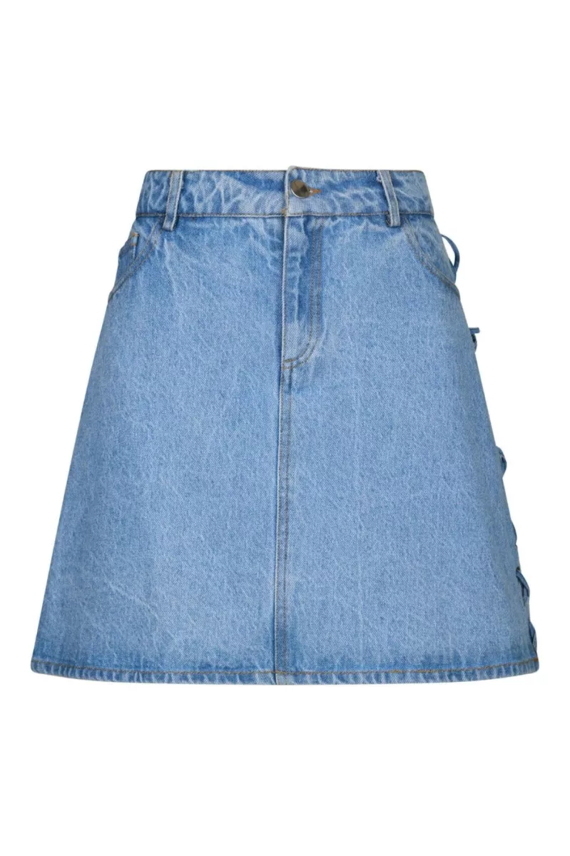 Neo Noir-Kessia Braid Skirt-165509-140 Blue-LICHT DENIM