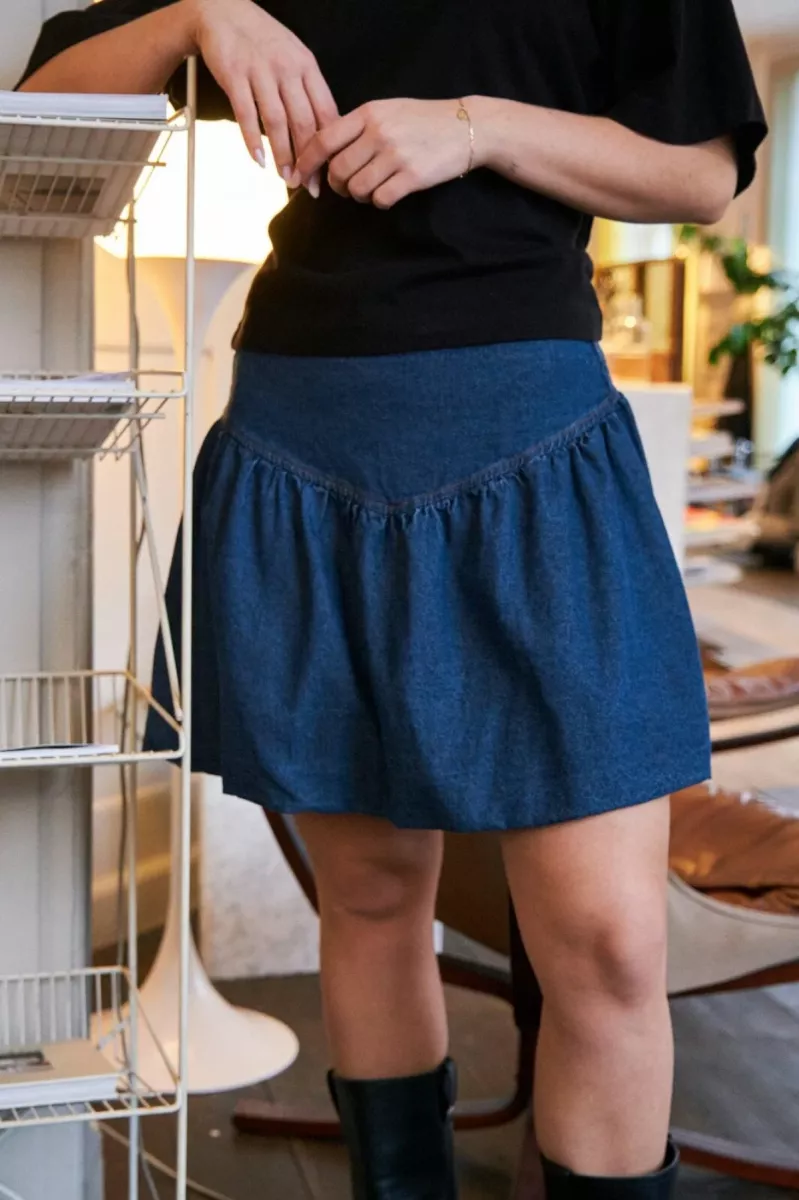 Neo Noir-Solar Balloon Skirt-165053-140 Blue-DONKER DENIM