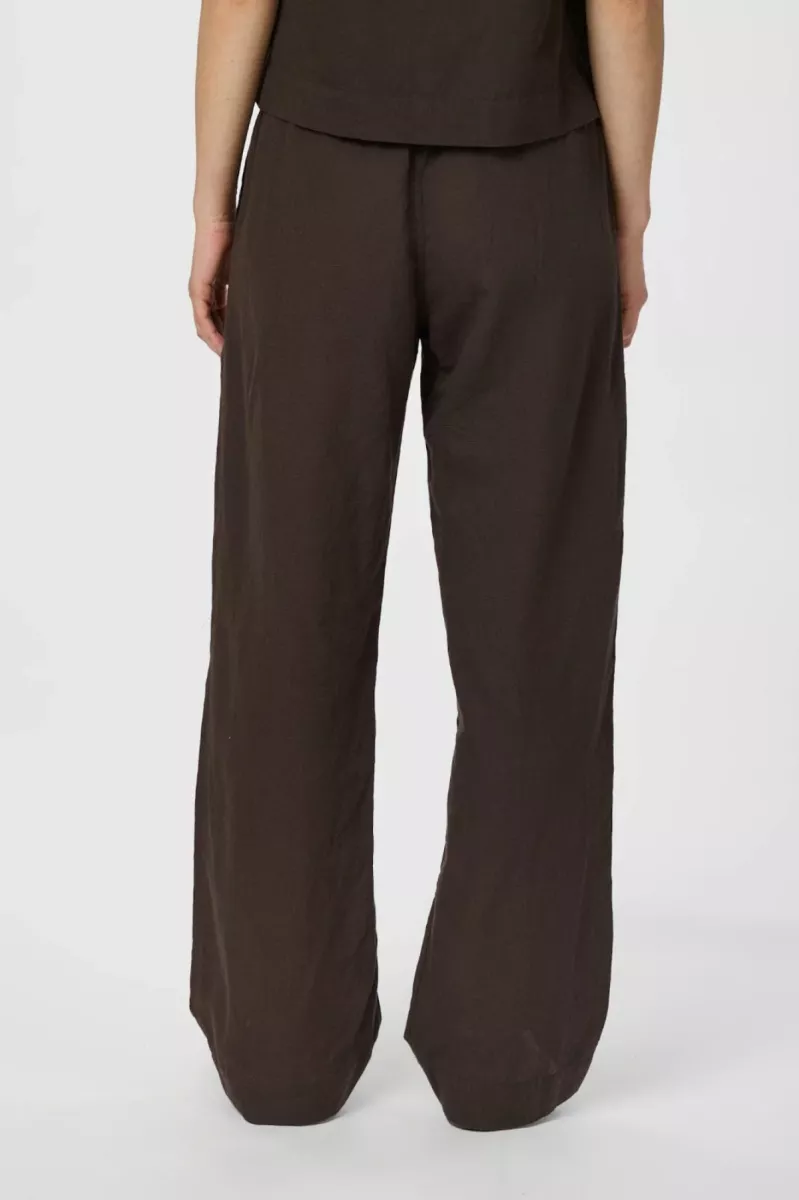 Neo Noir-Sonar Linen Pants-158949-676 Dark Brown-DONKER BRUIN