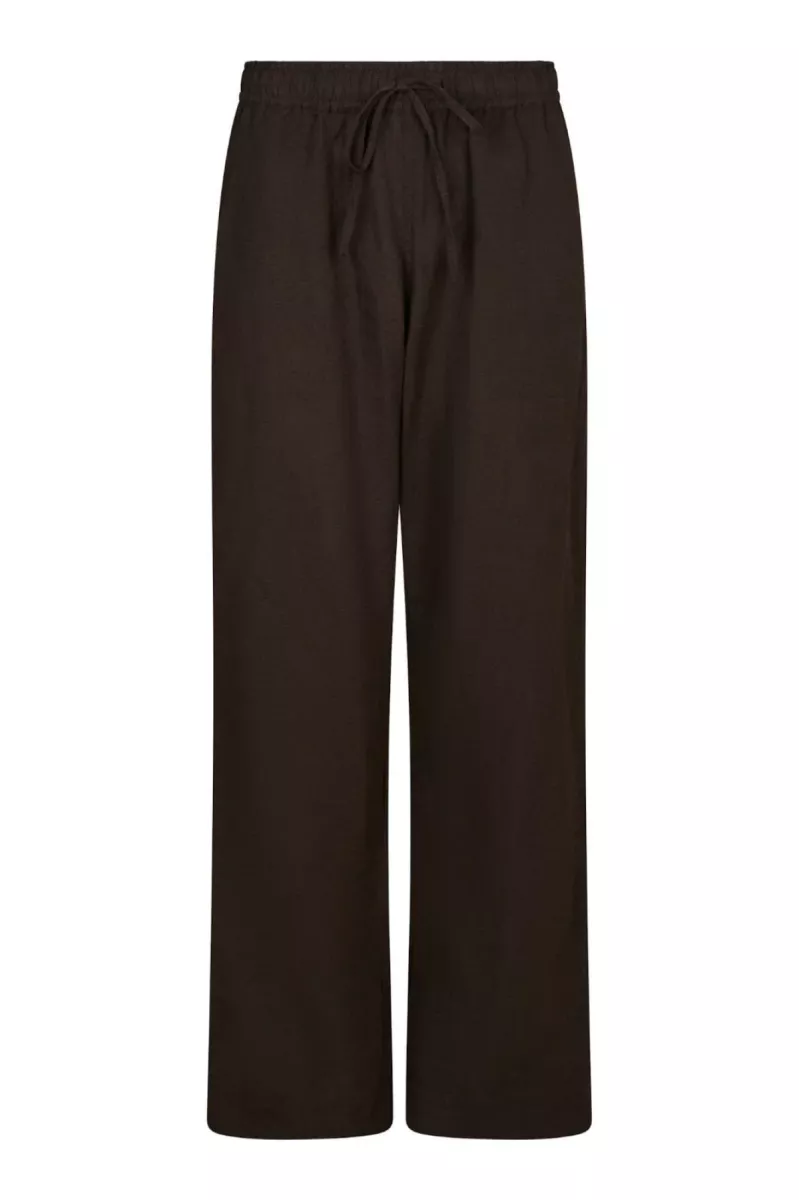 Neo Noir-Sonar Linen Pants-158949-676 Dark Brown-DONKER BRUIN