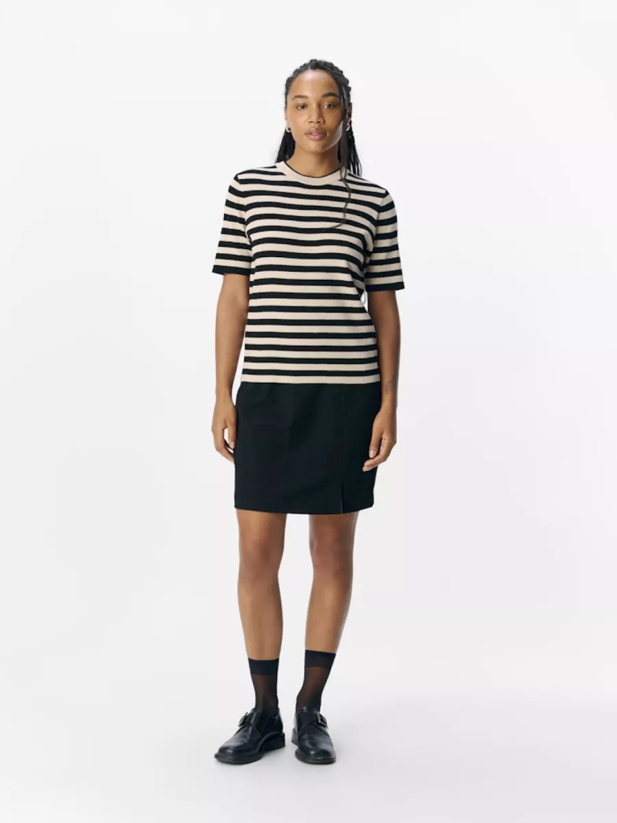 OBJECT-OBJESTER S/S NEW KNIT PULLOVER NOOS-23043510-Sandshell/Black-BLACK