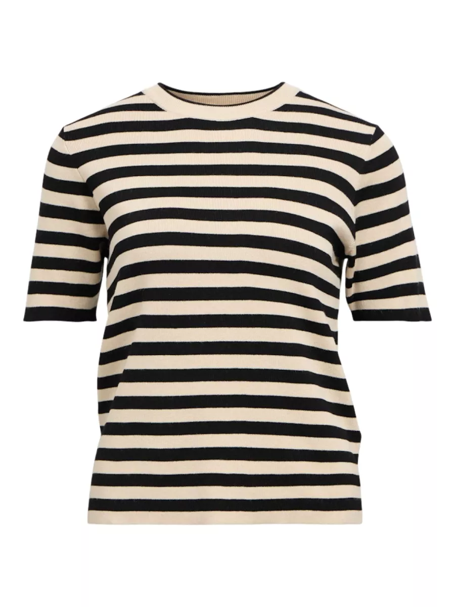 OBJECT-OBJESTER S/S NEW KNIT PULLOVER NOOS-23043510-Sandshell/Black-BLACK