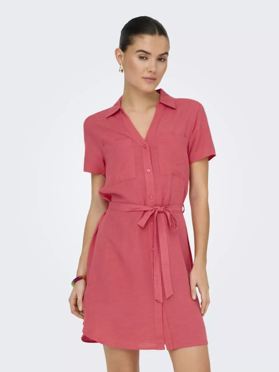 ONLY-JDYCAYA LINEN S/S SHIRT DRESS WVN D-15346558-Rose Of Sharon-ROSE