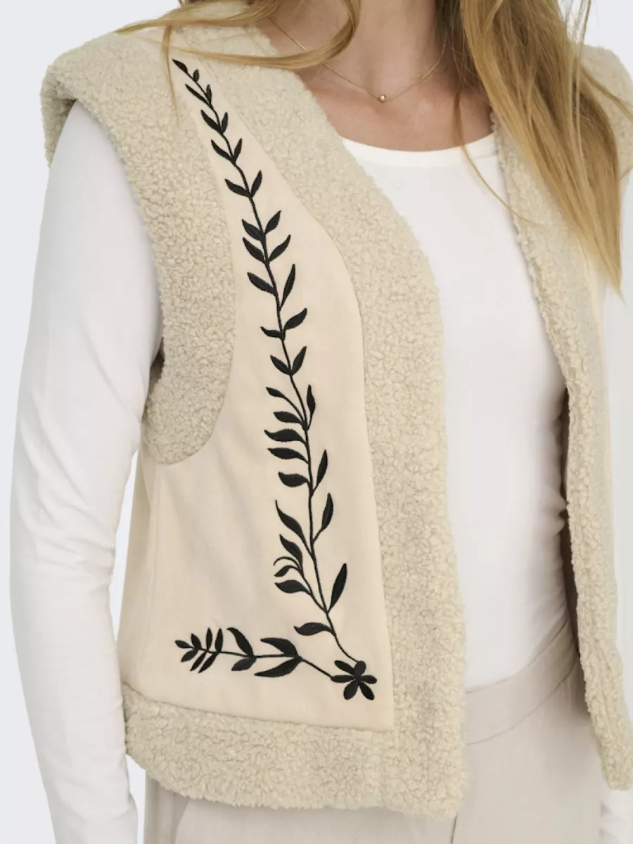 ONLY-ONLFRIDA FLOWER EMB. WAISTCOAT CS O-15324172-Black Flower-STONE