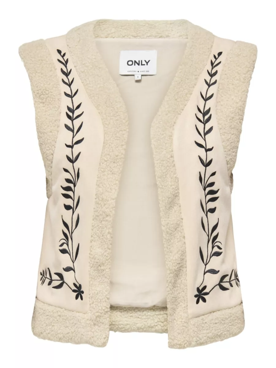 ONLY-ONLFRIDA FLOWER EMB. WAISTCOAT CS O-15324172-Black Flower-STONE