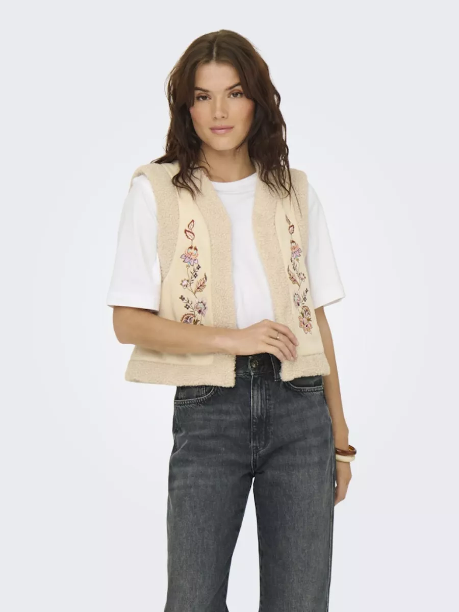 ONLY-ONLFRIDA FLOWER EMB. WAISTCOAT CS O-15324172-Multi Color Flower-STONE