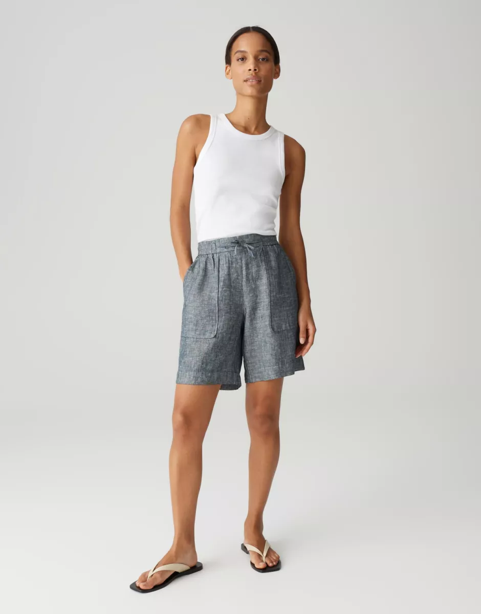 Opus-Melane shorts linen-10425613218100 Melane shorts-60020 Coal blue-BLUE