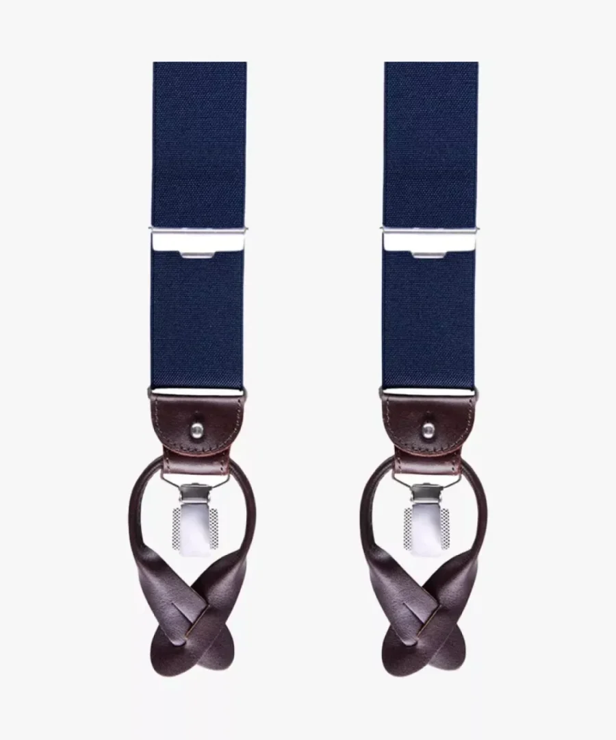 Profuomo-Braces solid camel-PP1L00001B-410 Navy-NAVY
