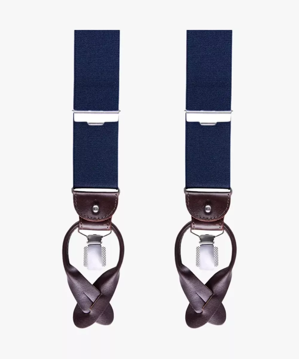 Profuomo-Braces solid camel-PP1L00001B-410 Navy-NAVY